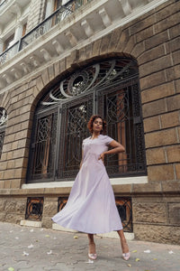 Lavender Panel Detailed Dress, MidWeek Women's Formal Wear - Workwear Style India, Lavender Panel Detailed Dress - Midweek - Dress