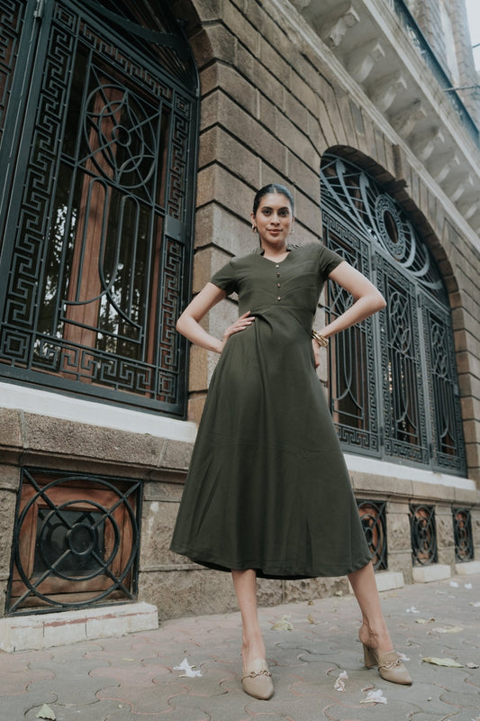 Military Luxe Panel Detailed Dress - Midweek - Dress