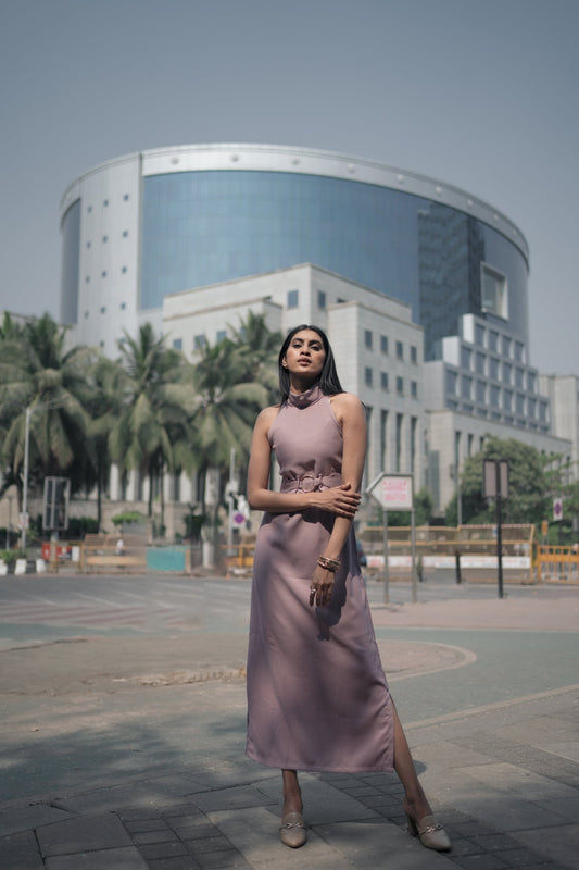 Muted Mauve Halter Neck Dress - Midweek - Dress