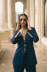 Obsidian Blue Blazer, MidWeek Women's Formal Wear - Workwear Style India, Obsidian Blue Blazer - Midweek - Blazer