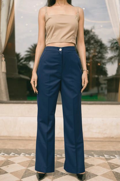 , MidWeek Women's Formal Wear - Workwear Style India, Obsidian Blue Pants - Midweek - Pants