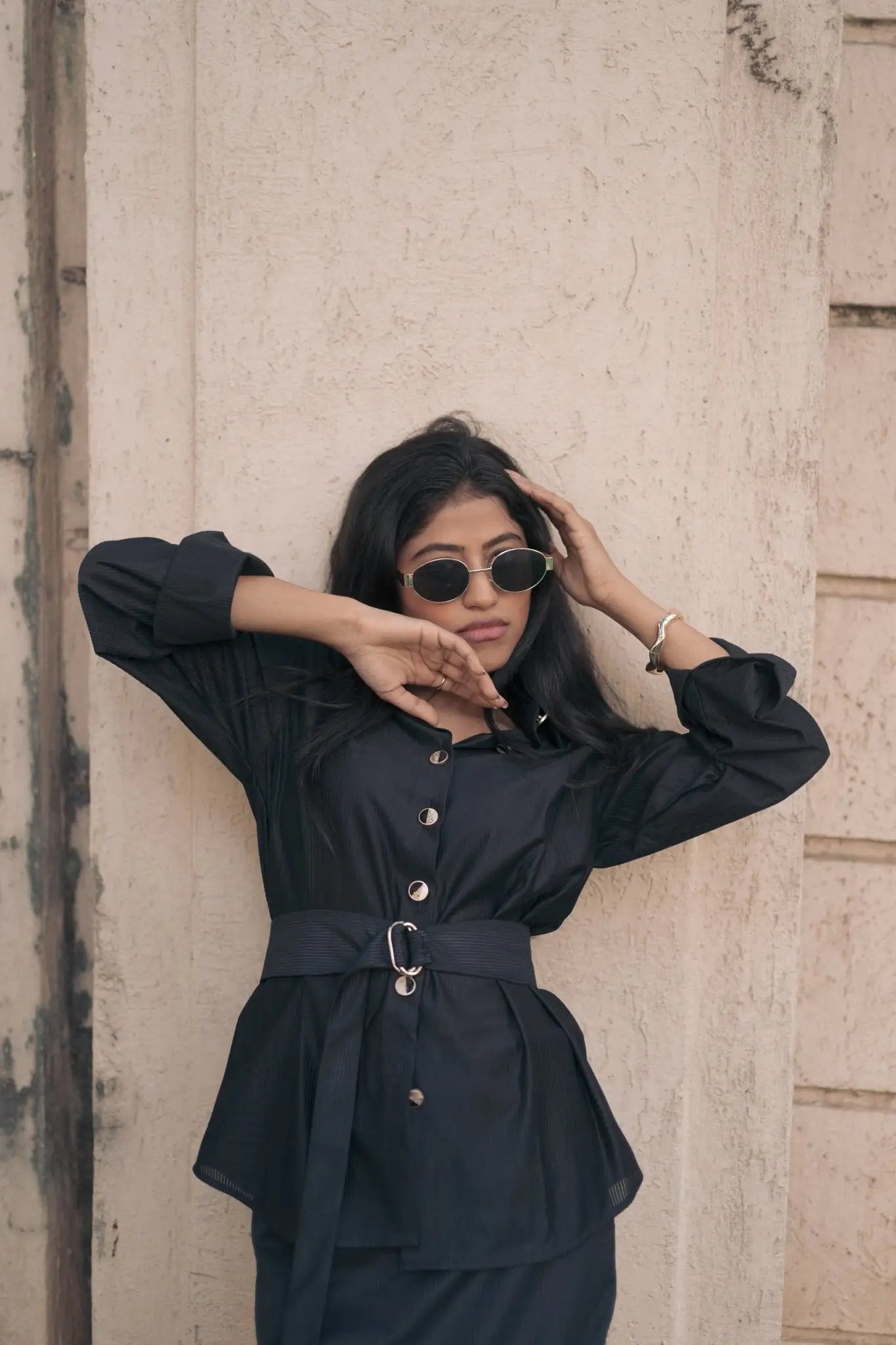 , MidWeek Women's Formal Wear - Workwear Style India, Stealth Black Oversized Shirt - Midweek - Shirt