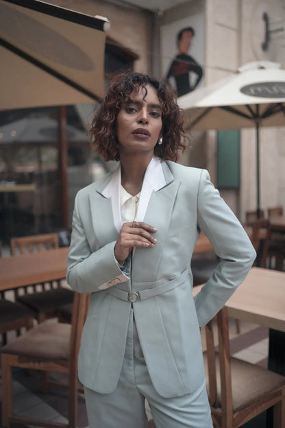 Steel Mint Green Blazer, MidWeek Women's Formal Wear - Workwear Style India, Steel Mint Green Blazer - Midweek - Blazer