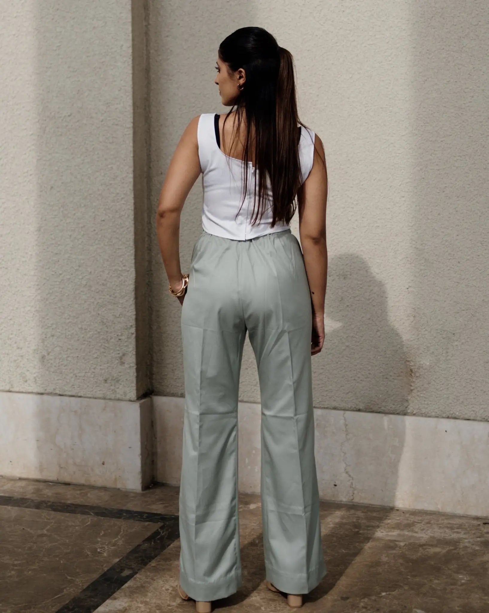 , MidWeek Women's Formal Wear - Workwear Style India, Steel Mint Green Pants - Midweek - Pants