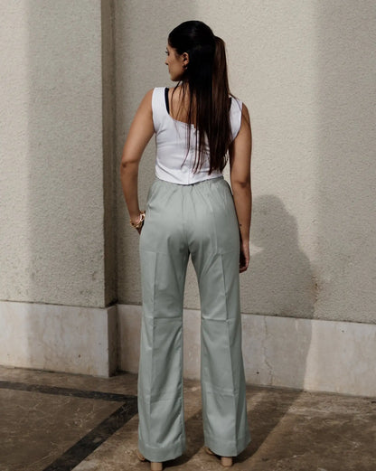 , MidWeek Women's Formal Wear - Workwear Style India, Steel Mint Green Pants - Midweek - Pants
