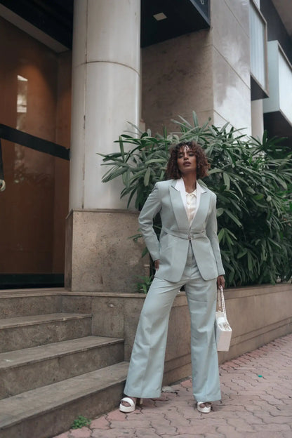 Steel Mint Green Suit, MidWeek Women's Formal Wear - Workwear Style India, Steel Mint Green Suit - Midweek - Suit