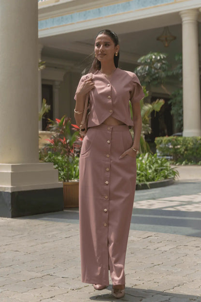 Terracotta Blush Co-ord Set, MidWeek Women's Formal Wear - Workwear Style India, Terracotta Blush Co - ord Set - Midweek - Set