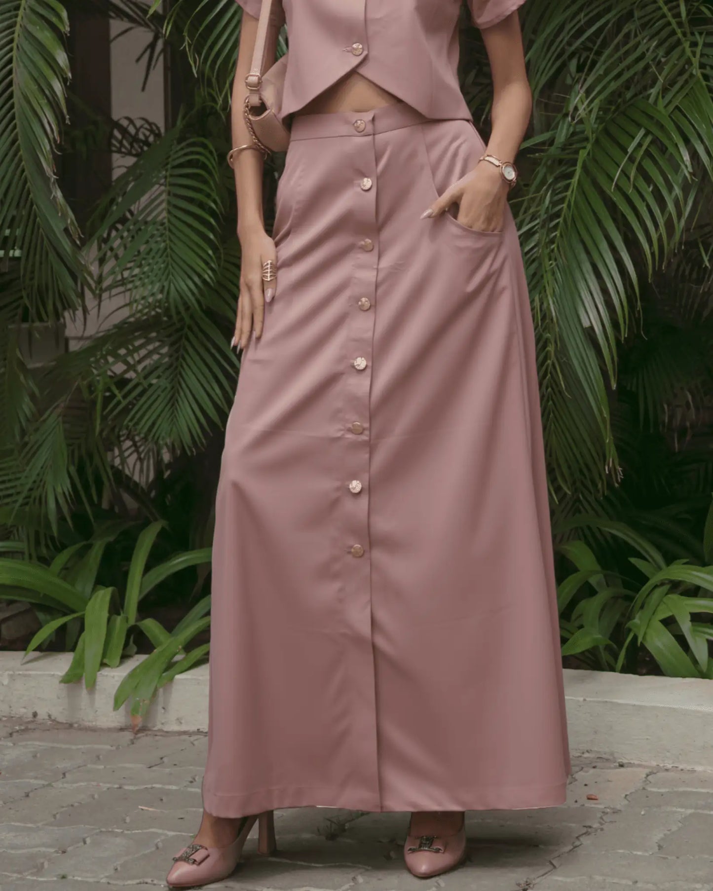 Terracotta Blush Skirt, MidWeek Women's Formal Wear - Workwear Style India, Terracotta Blush Skirt - Midweek - Skirt