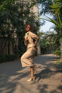 Timber Beige Oversized Shirt, MidWeek Women's Formal Wear - Workwear Style India, Timber Beige Oversized Shirt - Midweek - Shirt